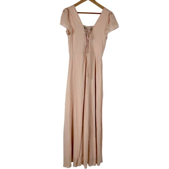 Lulus World on a String Dress Womens Medium Pink Lace-Up Maxi Short Sleeve - Picture 12 of 16